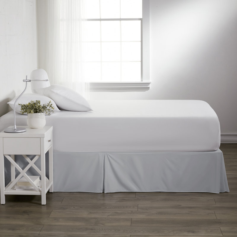 Light Gray Twin XL Cotton Polyester Pleated Bed Skirt
