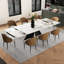 Ensemble de table de salle à manger 9 pièces en faux marbre avec plateau rectangulaire en pierre frittée extensible de 110 po et 8 chaises-1925091229-1924662805