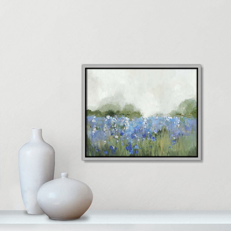 Meadows Bluebels Field " Meadows Bluebells Field " by Allison Pearce, 12.5" H x 15.5" W x 2" D, Silver Framed