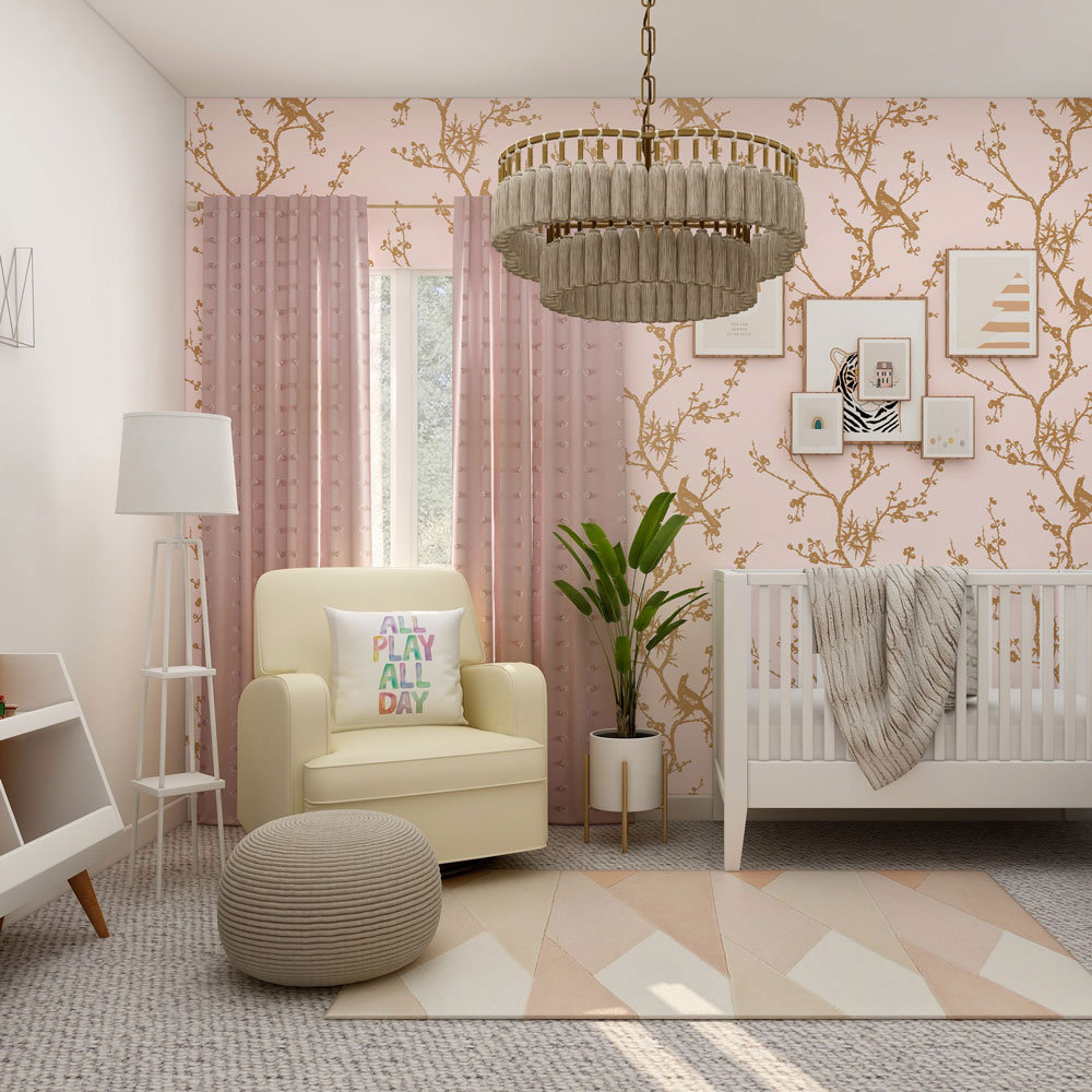 Aihnoa Self-Adhesive Wallpaper Double Roll, Pink/Gold