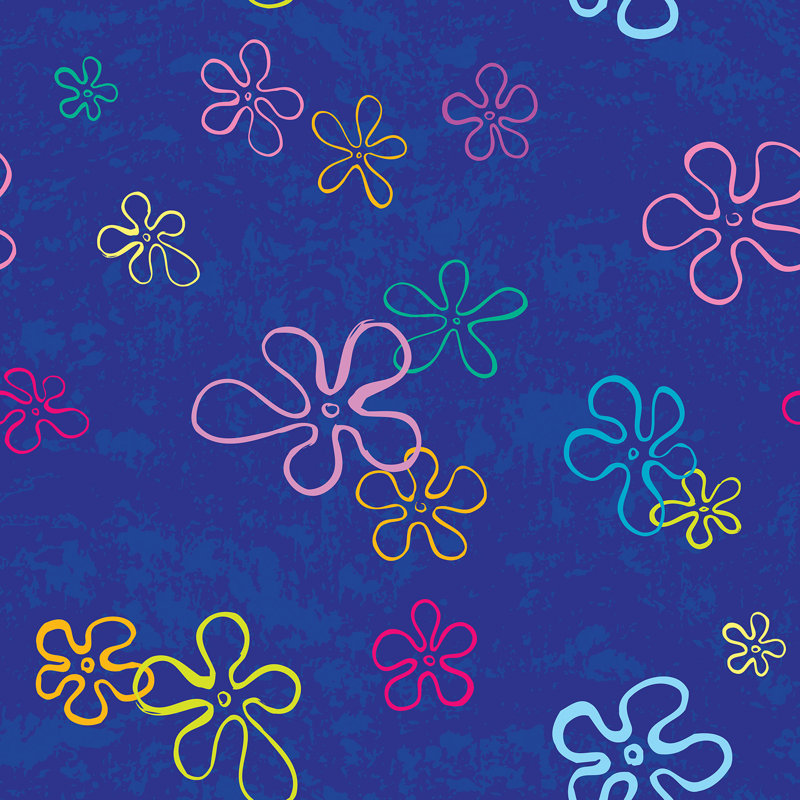 Papier peint adhésif floral bleu SpongeBob SquarePants, Bleu