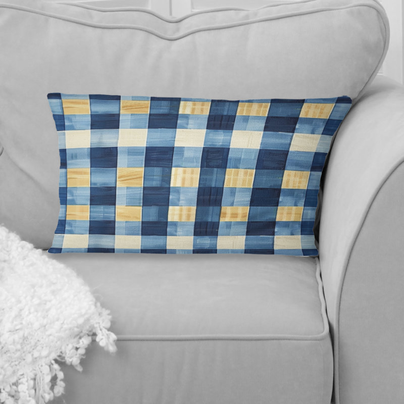 Coussin lombaire Mid-Century Gingham II - bleu marine