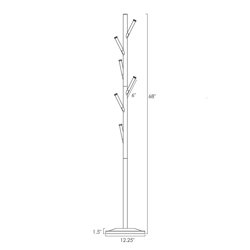 Davontay Aluminum Freestanding Coat Rack, Satin Nickel