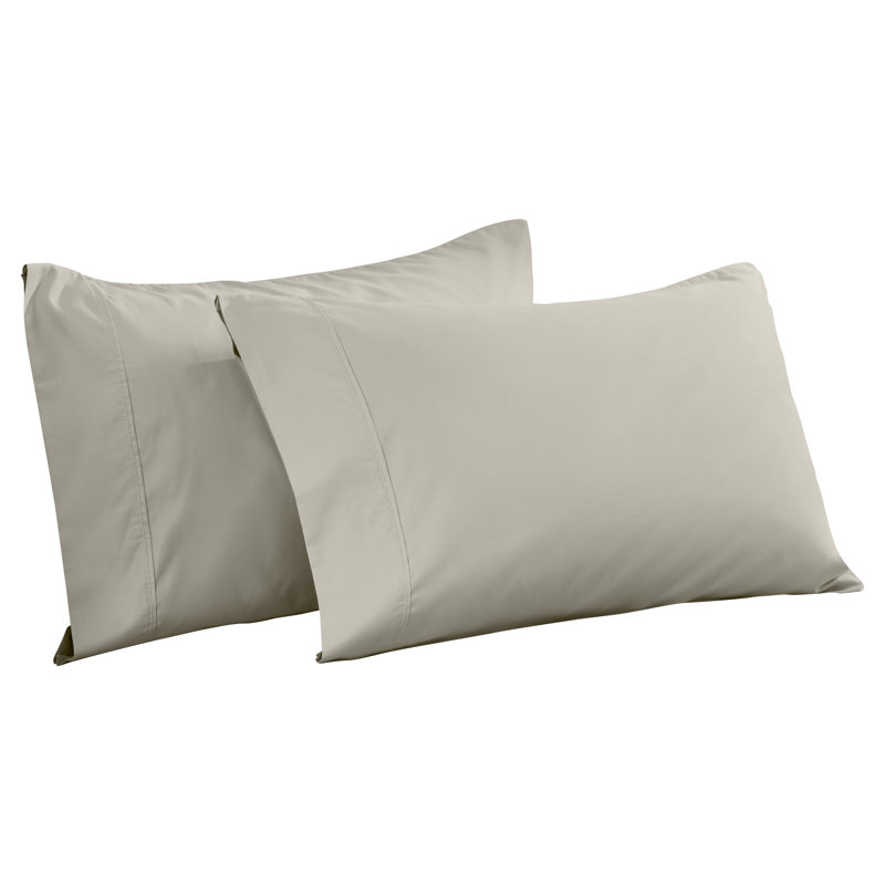Superior 600 Thread Count Cotton Blend Sateen Solid Pillowcase Set, Standard, Stone
