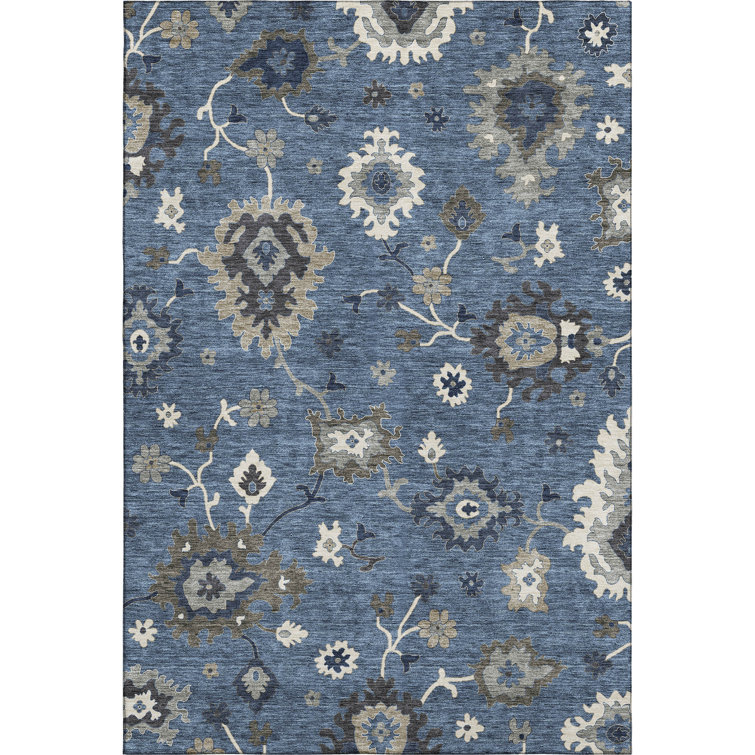 Premium Machine Washable Prisco Blue Rug