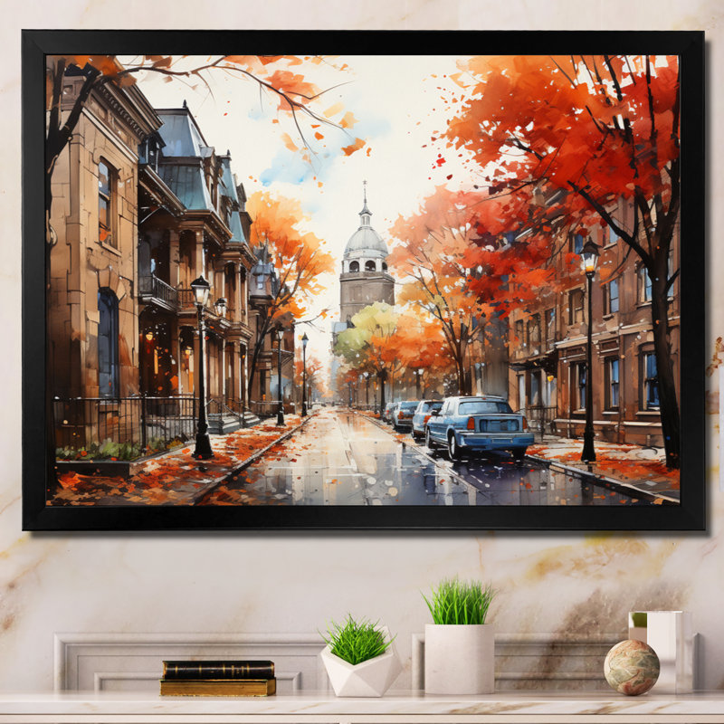 Old Street Boston Views - Boston, art mural, Cadre photo noir, H 12 po x l 20 po x P 1 po