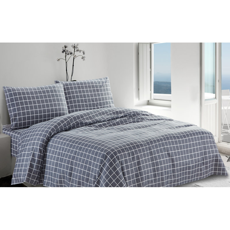 Ensemble de draps en microfibre Percy, Ensemble de draps pour lit simple avec un drap-hou, Gray