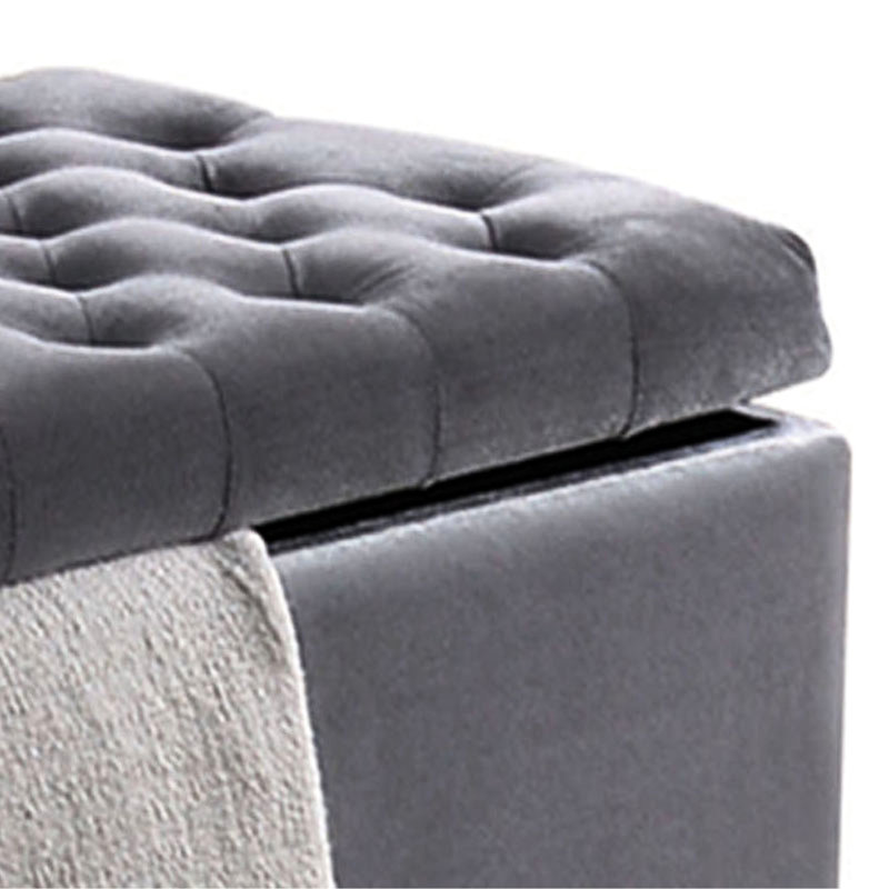 Lift-Top Grey Storage Bench For Bedroom - Stylish & Functional Luxury Velvet With Generous Compartment