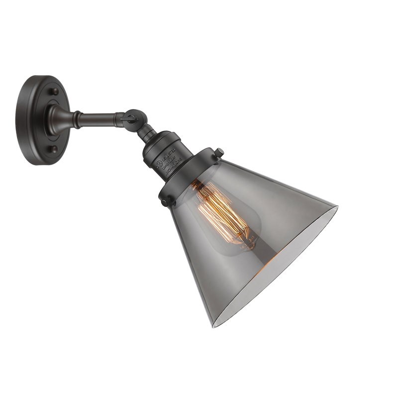 Applique murale avec bras à 1 lumière à intensité variable Parkstone, Bronze huilé, H 10 po x l 8 po x P 9 po, Fumée