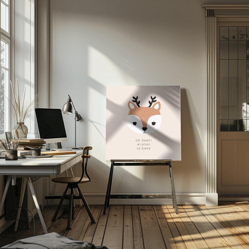 "Oh Deer Winter Is Here II", art mural sur toile tendue, H 16 po x l 16 po