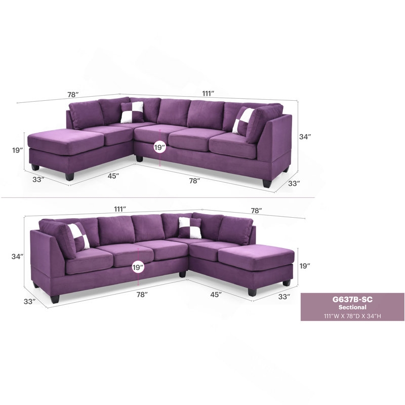 Canapé modulaire Malone (sans repose-pieds), VIOLET, Mauve