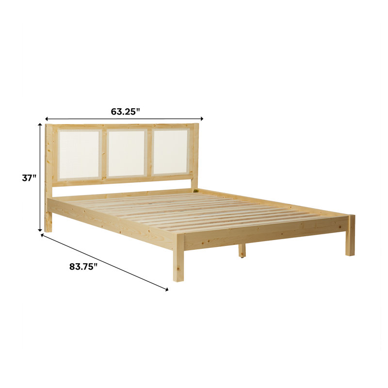 Naarden Solid Wood Platform Bed, Natural, Queen
