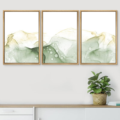 Collage de fumée aquarelle foncé et vert clair 3 pièces Smoke Effect