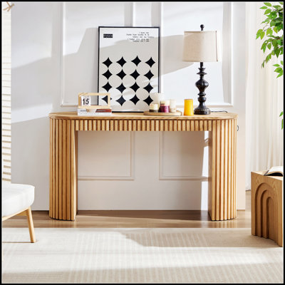 Console moderne 59,05 po avec tiroir, conception à rayures verticales unique pour l'entrée, le salon et le couloir