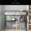 Lit mezzanine simple en métal avec bureau, prise de courant et éclairage à DEL, garde de sécurité et échelle, aucun sommier nécessaire