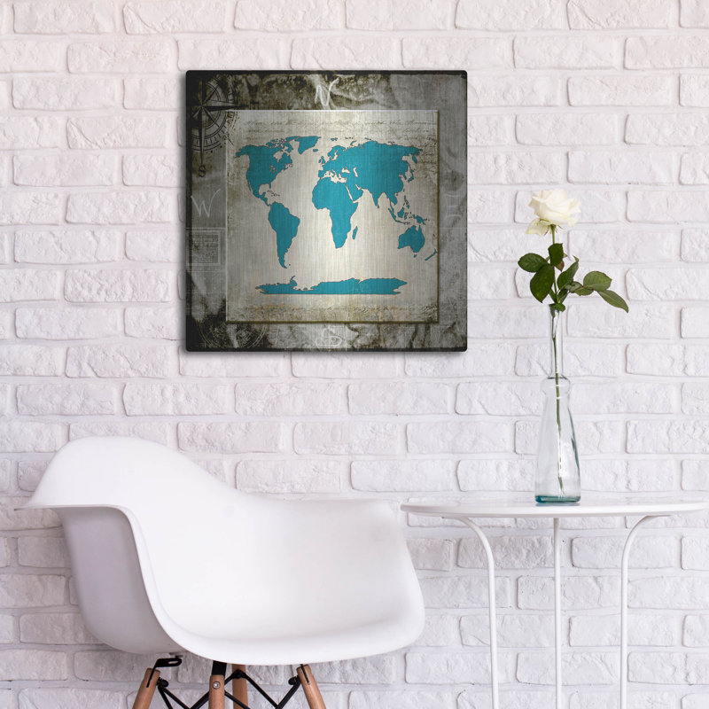 17 «Sea Map II» par Lightbox Journal, art mural en métal, H 24 po x l 24 po