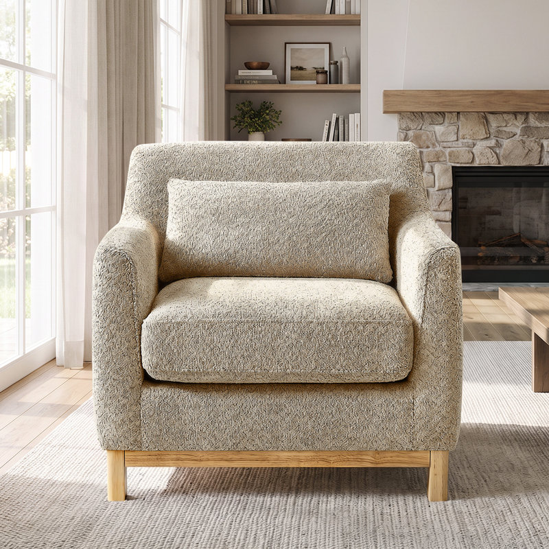 Jazmere 31.5" Armchair, Camel Boucle, Natural