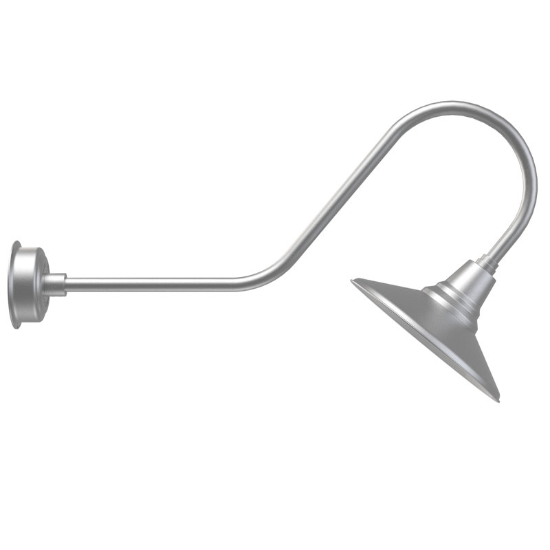 Luminaire de grange d’extérieur à del Albali, H 12 po x l 14 po x P 36 po, Argent galvanisé