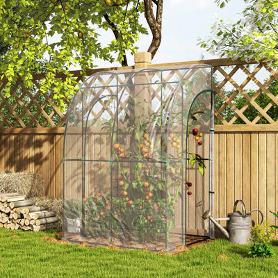 Outsunny Walk-In Greenhouse Lean-to Greenhouse 143 x 118 x 212cm Clear