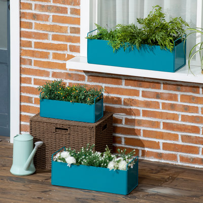 Pflanzkästen 3er-Set, Wetterbeständiger Blumenkasten mit Griff, Pflanzkasten