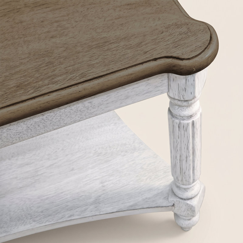 Locke Solid Wood Square Coffee Table, Antique Oak/Antique White
