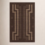 Hand Tufted Wool Geometric Area Rug in Brown