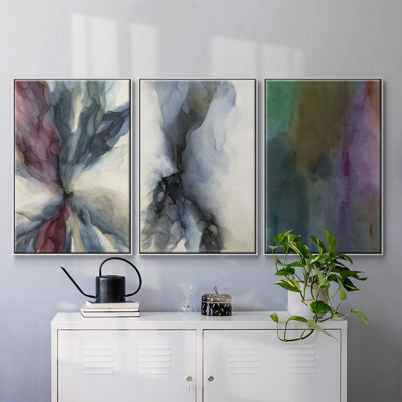 Simple simple affectant - ensemble de 3 reproductions sur toile, H 36 po x l 72 po x P 2 po, Cadre blanc