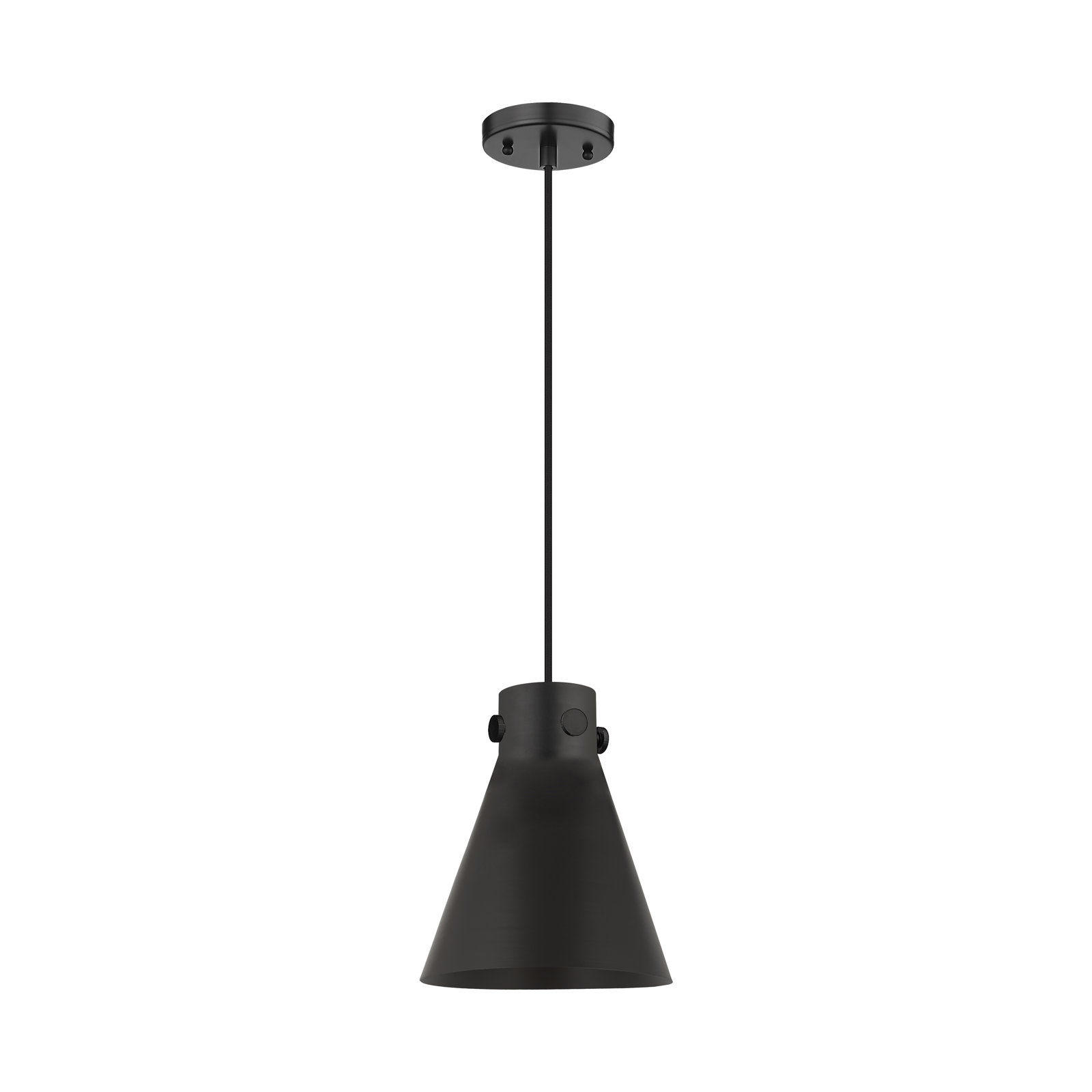 Coterie Single Light Metal Dimmable Pendant, Matte Black, 9.88" H x 8" W x 8" D
