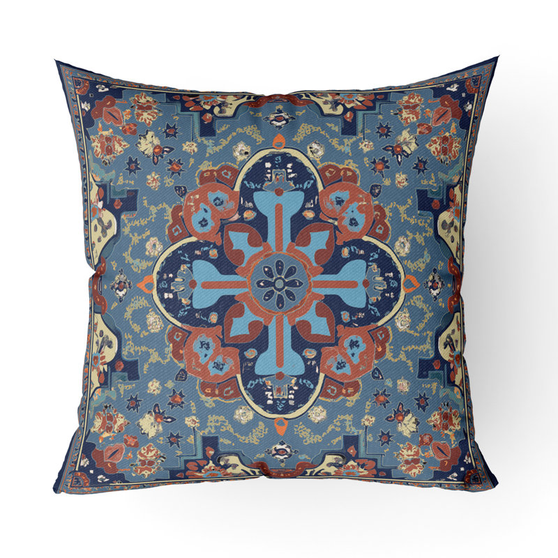 Royal Jaipur Bloom Intérieur/Extérieur 26x26, Carré 26 po, Bleu / pourpre