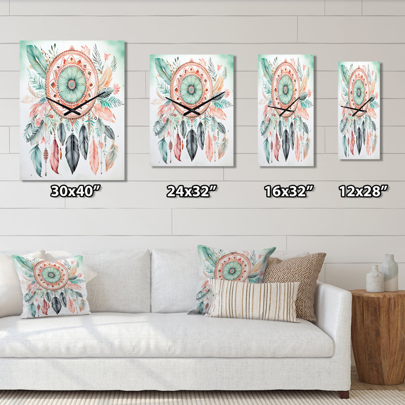 Horloge murale pastel Boho Dreamcatcher I - Dream Catcher, Très grand