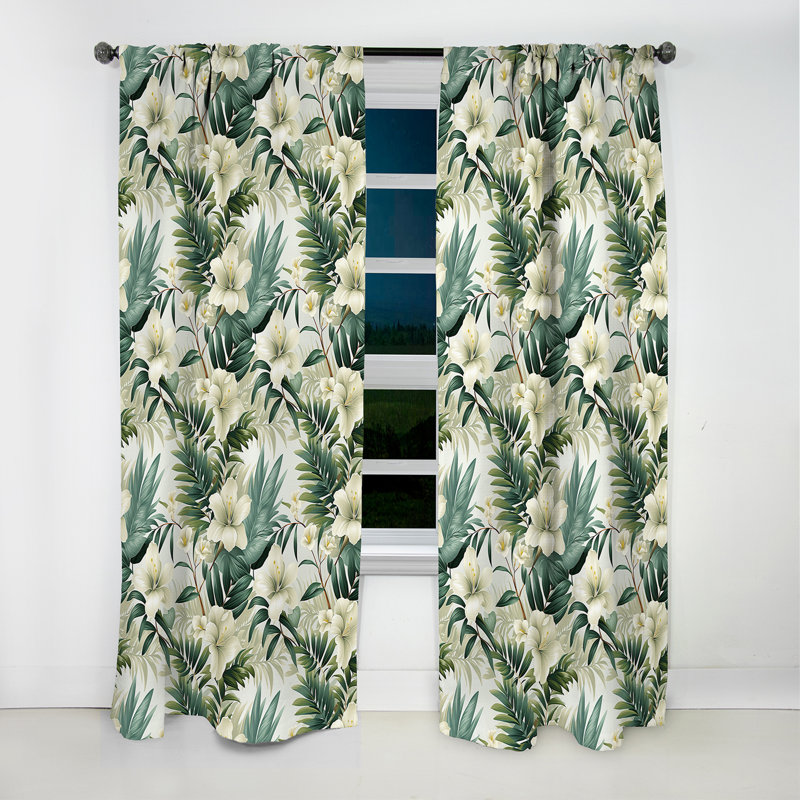 Serene Botanics Tropical Motif I - Rideau floral - Rideau occultant floral - 1 panneau, L 52 po x L 84 po