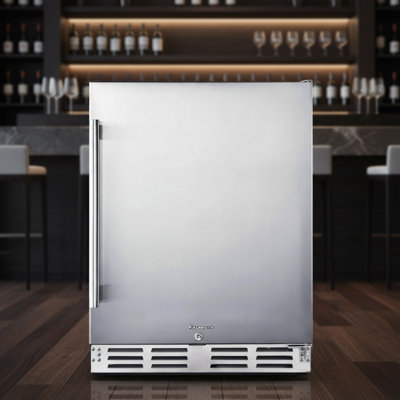Kalamera Beverage Refrigerator 24 Inch With 150 Cans Capacity - Under Counter Mini Drinks Fridge With Stainless Steel Door - Built-in & Freestanding Cooler - 32-40℉ Range