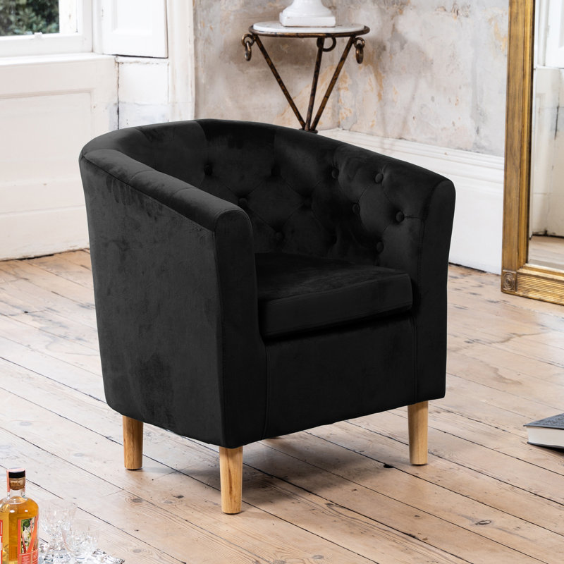 Tarbes Velvet Barrel Chair, Black
