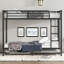 Lit superposé simple TG au-dessus de simple avec lit gigogne simple, noir-899406088