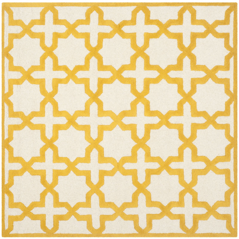 Igna Hand Tufted Wool Geometric Rug, Square 6'