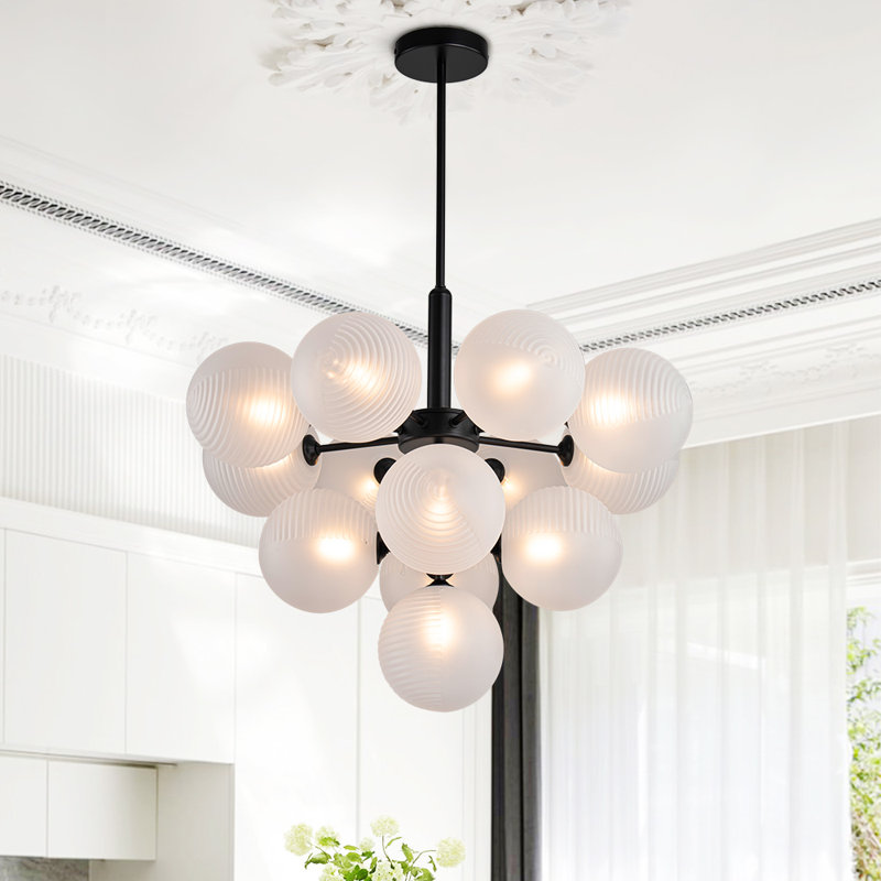Delacroy 13 - Light Dimmable Chandelier, Ribbed, Black