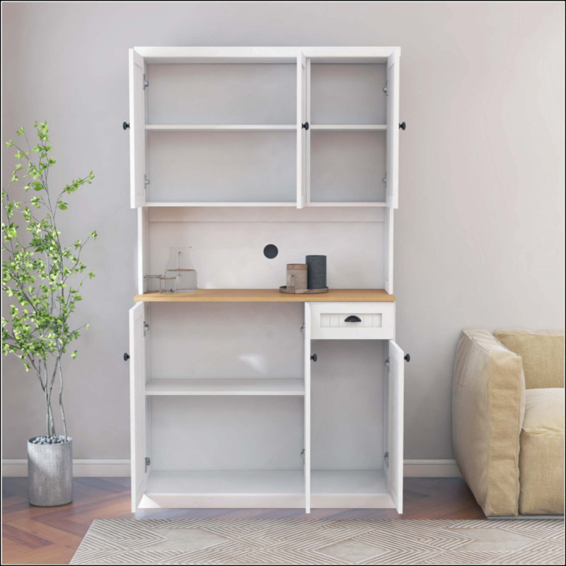 Armoire de rangement pour garde-manger, huche autoportante avec tablettes réglables et 1 tiroir, armoire d'appoint de salon