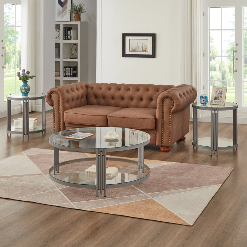 3 - Piece Glass Top Table Set For Living Room