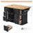 56" Kitchen Island With Rubber Wood Veneer Drop Leaf, Power Outlet, 4 Door Shelves, Embossed Vertical Stripe Rolling Kitchen Cart On 4 Wheels With 6 Deep Drawers For Kitchen, Dining Room-782782358