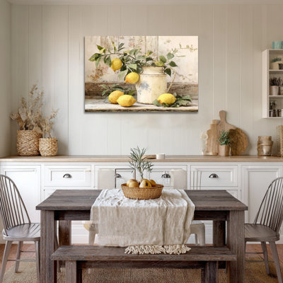 Art mural de citron, art mural de toile de citron, décoration murale de cuisine de citron, art mural de fruits italien rétro pour la cuisine, affiche méditerranéenne pour impressions murales 12 po x 18 po