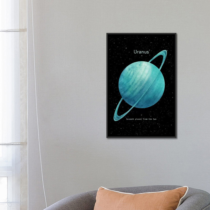« uranus », impression sur toile, H 26 po x l 18 po x P 1,5 po, Toile avec cadre noir, Pas de tapis