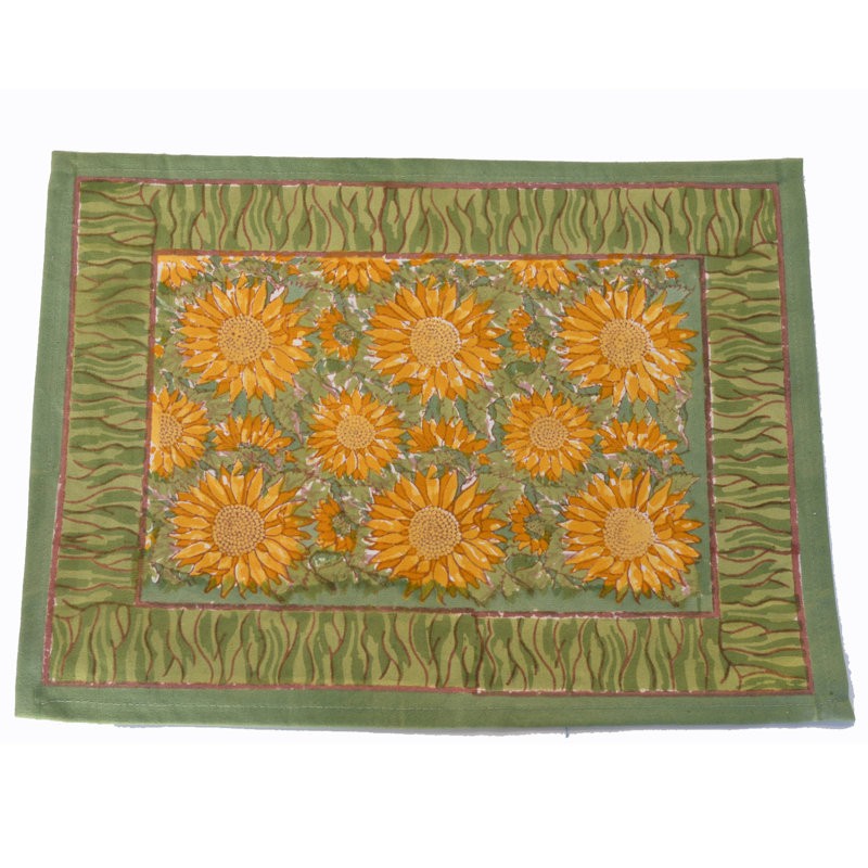 Sunflower 100% Cotton Rectangle Placemats, Green