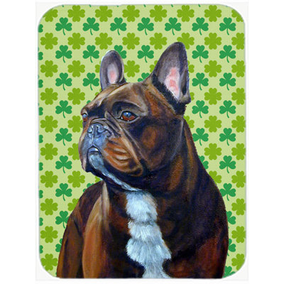 Planche à découper en verre portrait caroline french bouledogue st. patrick Shamrock Lucky Irish