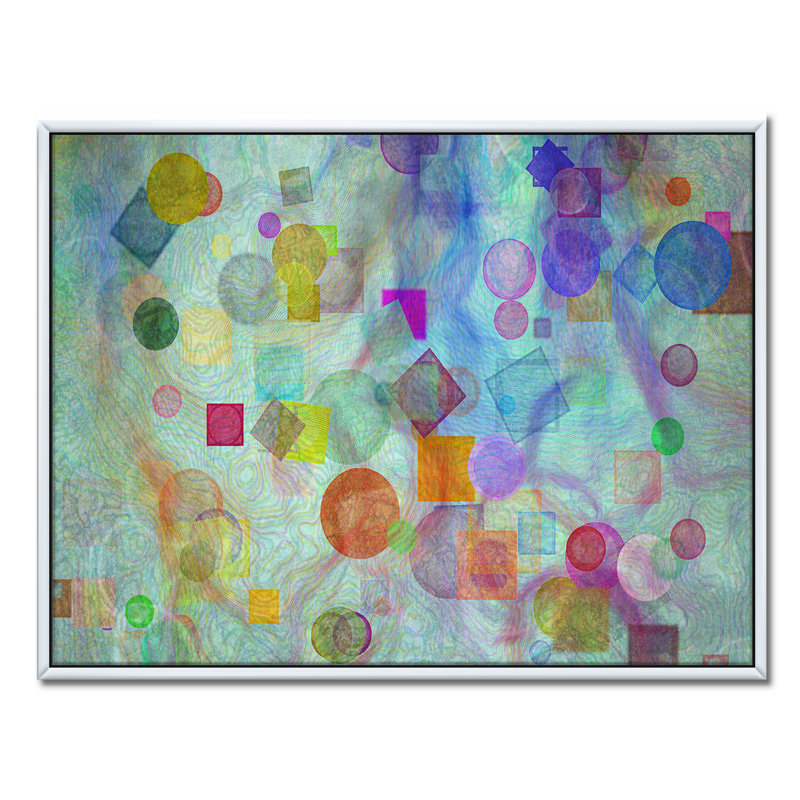 «Mimimalistic Blue & Violet Impression on Turquoise», reproduction d'impression sur toile, Toile blanche encadrée