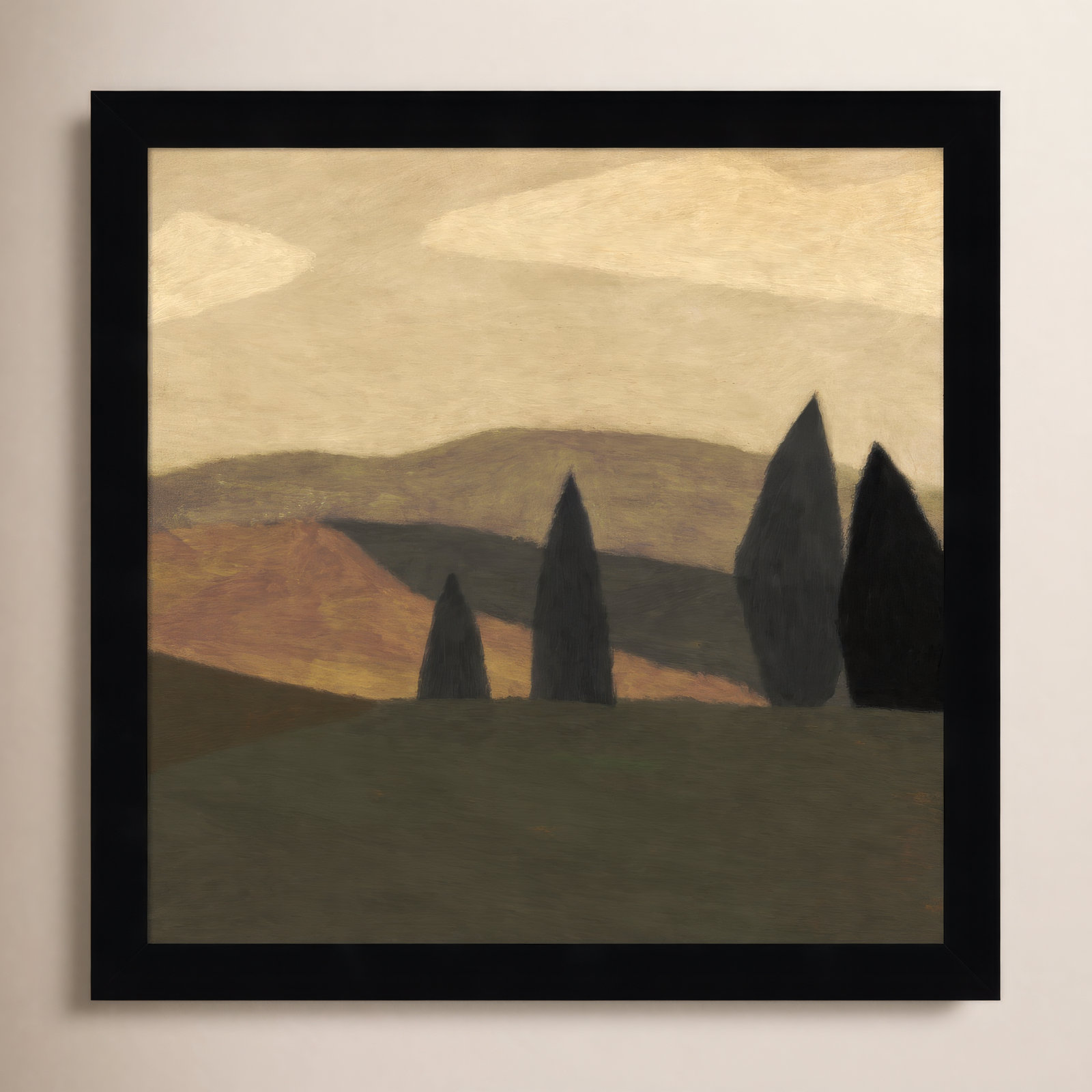 Paysage 2 by Dan Hobday Wood Framed Wall Art Print, Black, 13" H x 13" W