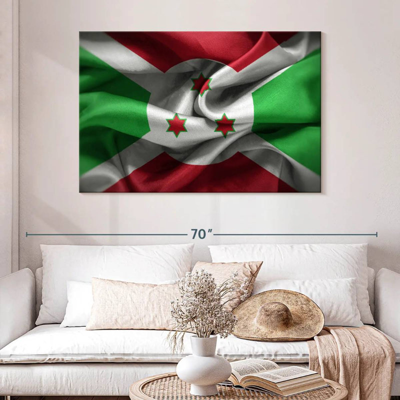 Froissé drapeau burundais, H 32 po x l 48 po