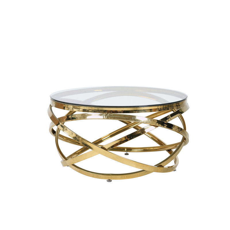 Coffee table Luxor silver 80 cm, Gold, Transparent