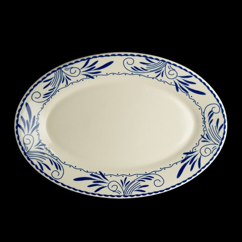 Plateau ovale à bord roulé bleu mexicain, H 11,38 po x L 15,63 po x l 11,4 po