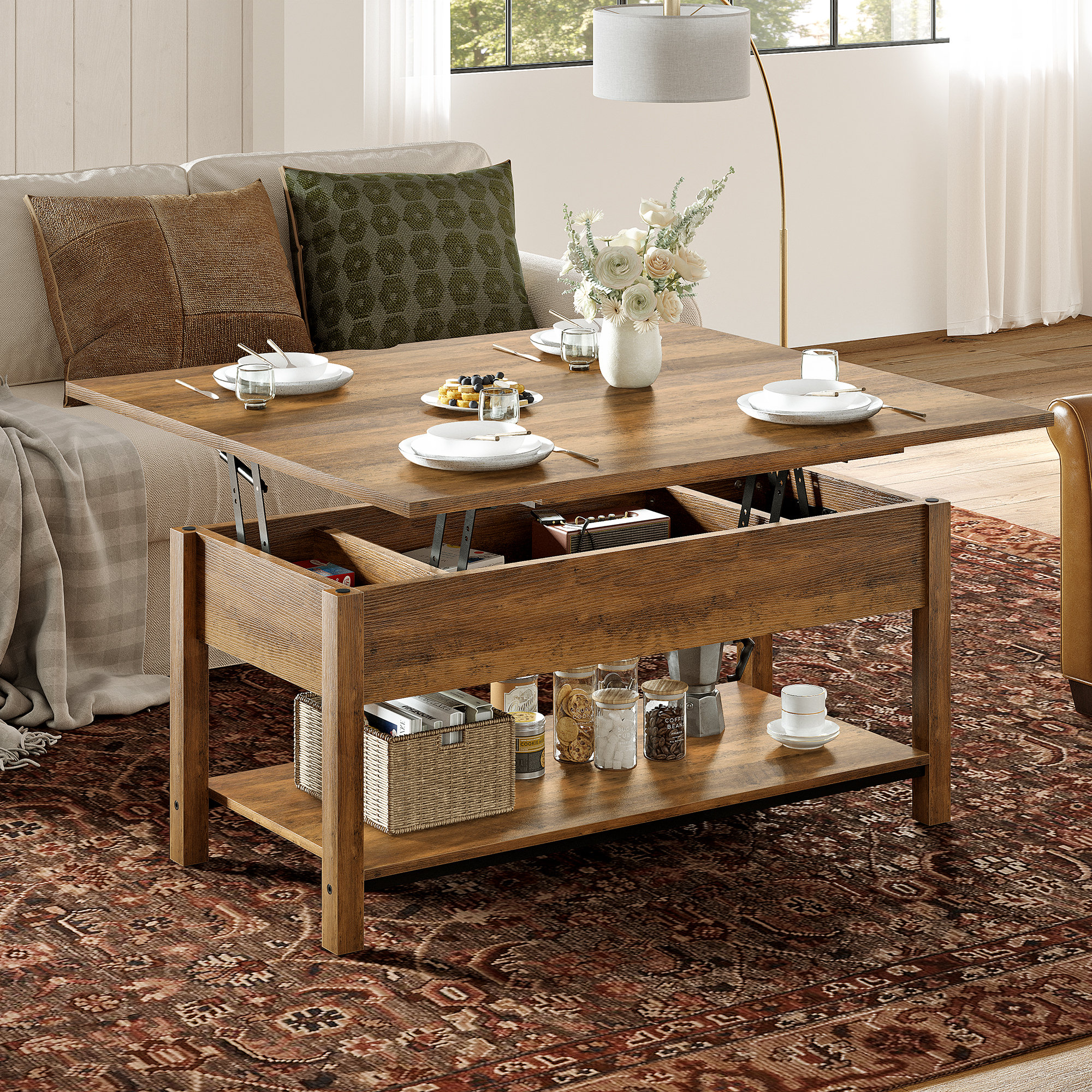 Gracie Oaks Torron Lift Top Coffee Table, 4-in-1 Multi-Function and Large Coffee Table with Storage & Reviews | Wayfair