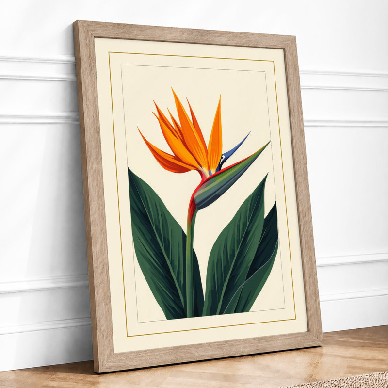 Bird of Paradise Botanical - Framed Print, A1 - 84.1 x 59.4 cm, Oak